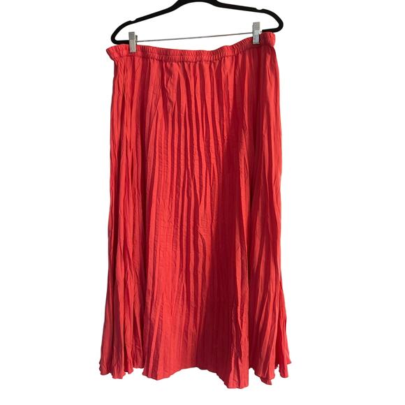 GUC TravelSmith Women's Pink Crinkly Midi Skirt Elastic Waist Size 2X - Picture 1 of 4